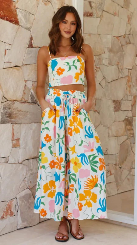 Belinda Pants - Yellow / Blue Print sold by Billy J