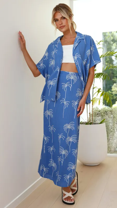 Shayla Button Up Shirt - Blue Palm sold by Billy J