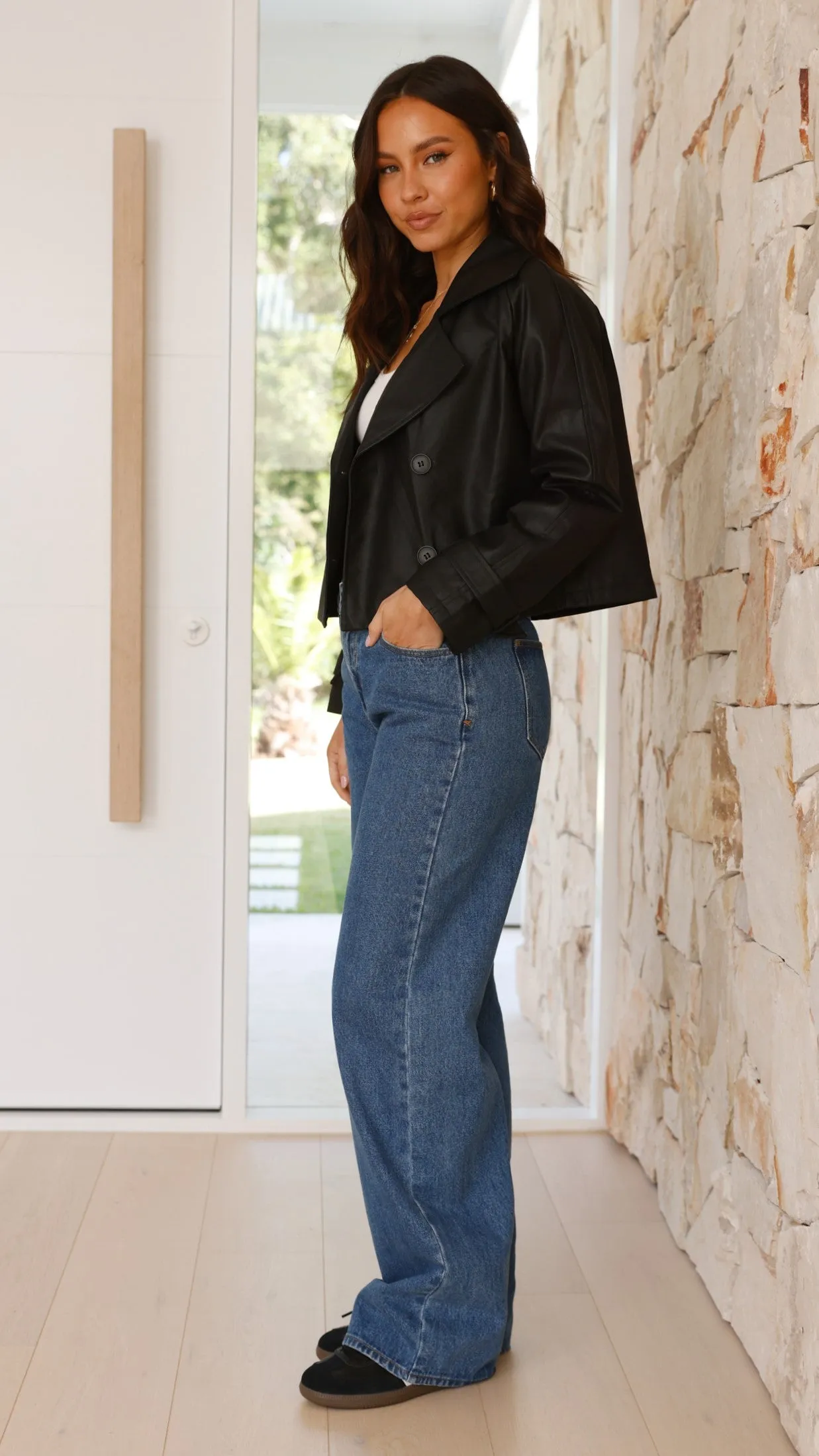 Quintana Cropped Trench Jacket - Black sold by Billy J product image thumbnail 3