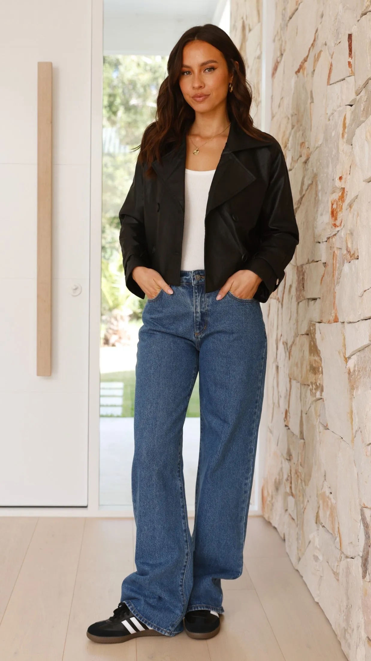 Quintana Cropped Trench Jacket - Black sold by Billy J product image thumbnail 5