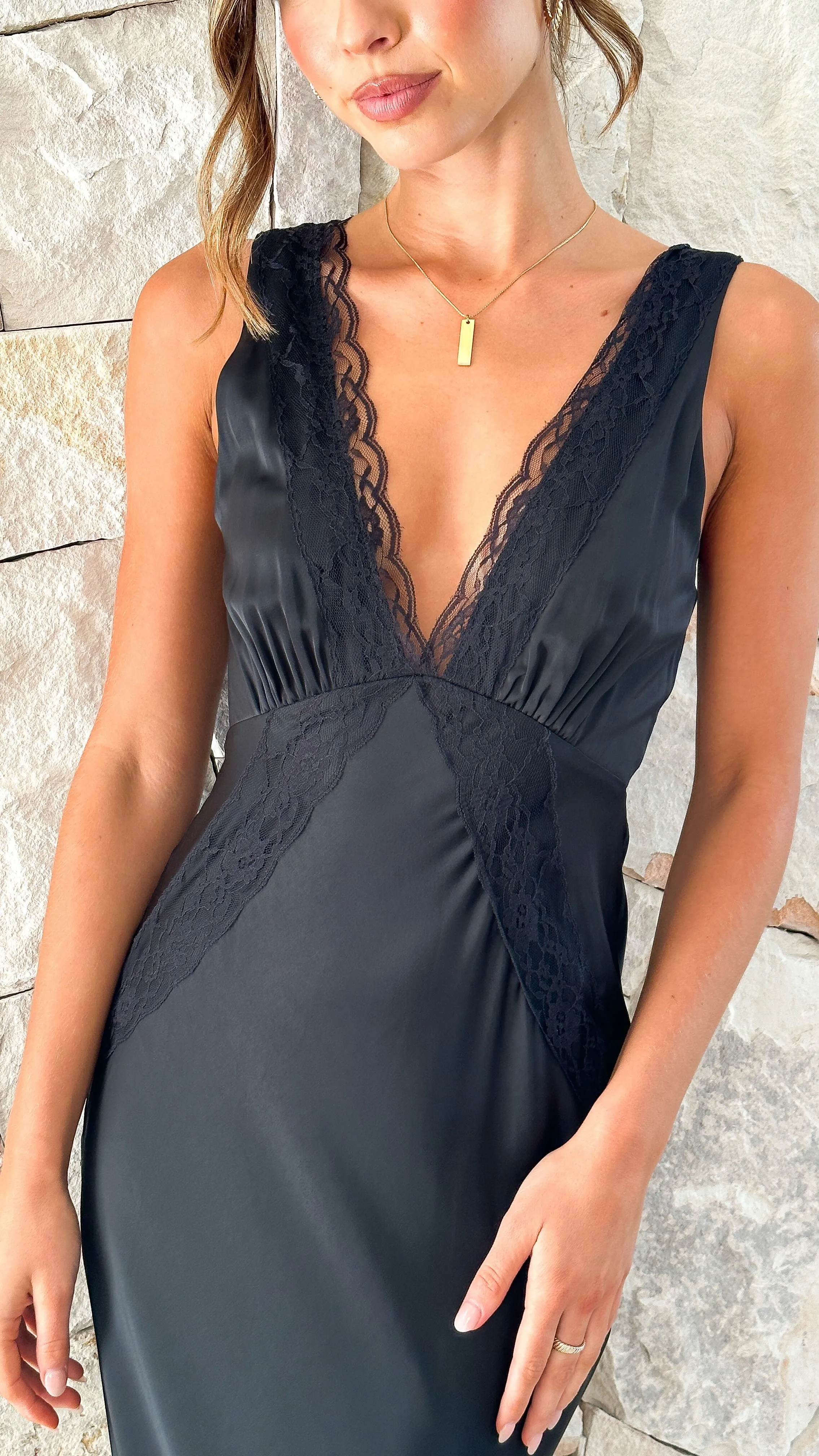 Basiano Maxi Dress - Black / Lace sold by Billy J product image thumbnail 2