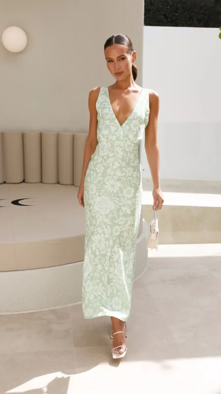 Julietta Maxi Dress - Green Floral sold by Billy J