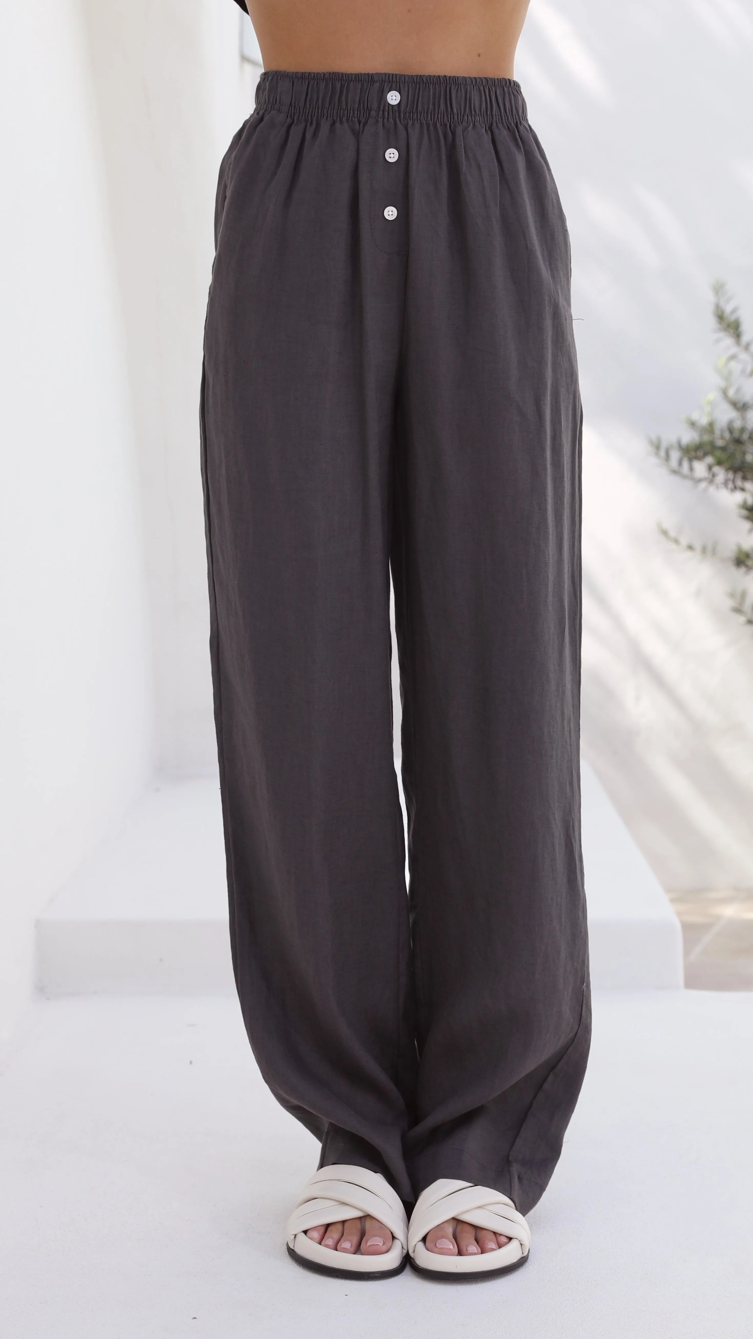 Linen Lounge Pant - Coal sold by Billy J