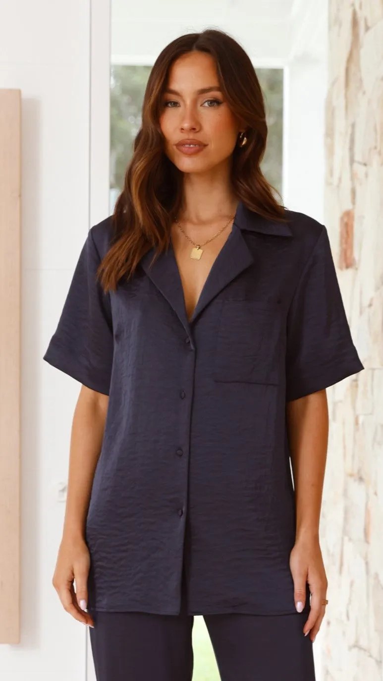 Courtney Button Up Shirt - Navy sold by Billy J product image thumbnail 2