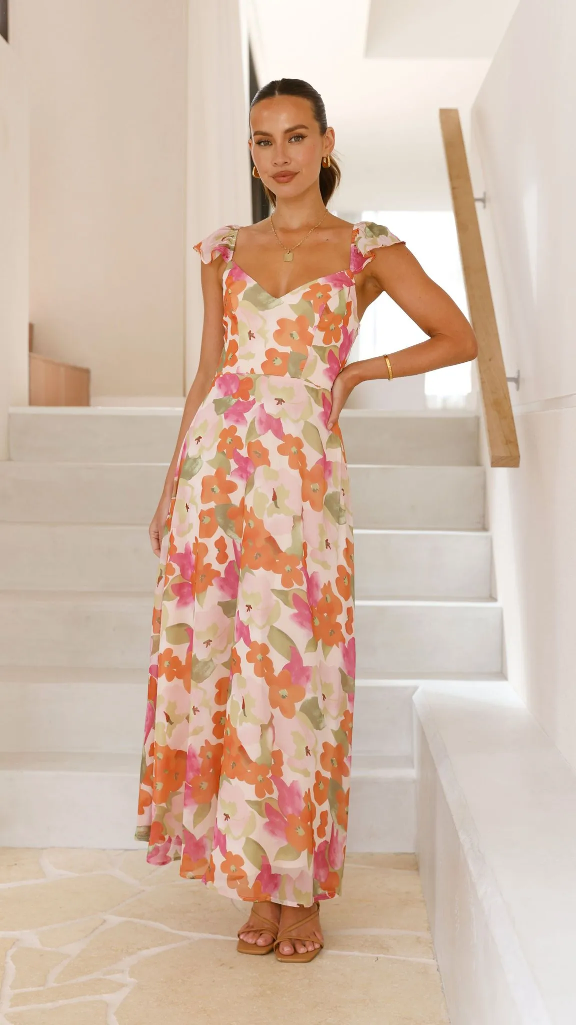 Calais Maxi Dress - Orange Floral sold by Billy J product image thumbnail 3