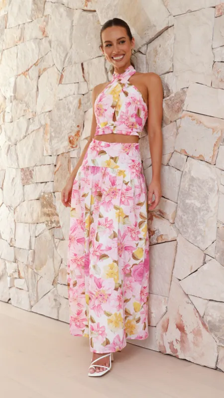 Jane Top and Maxi Skirt Set - Pink Floral sold by Billy J