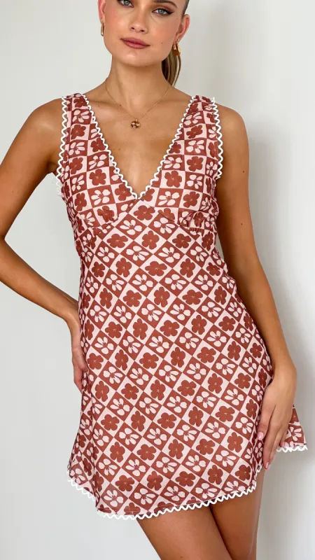 Saphina Mini Dress - Chocolate / Beige sold by Billy J