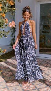 Ivy Maxi Dress - Black/White Print sold by Billy J