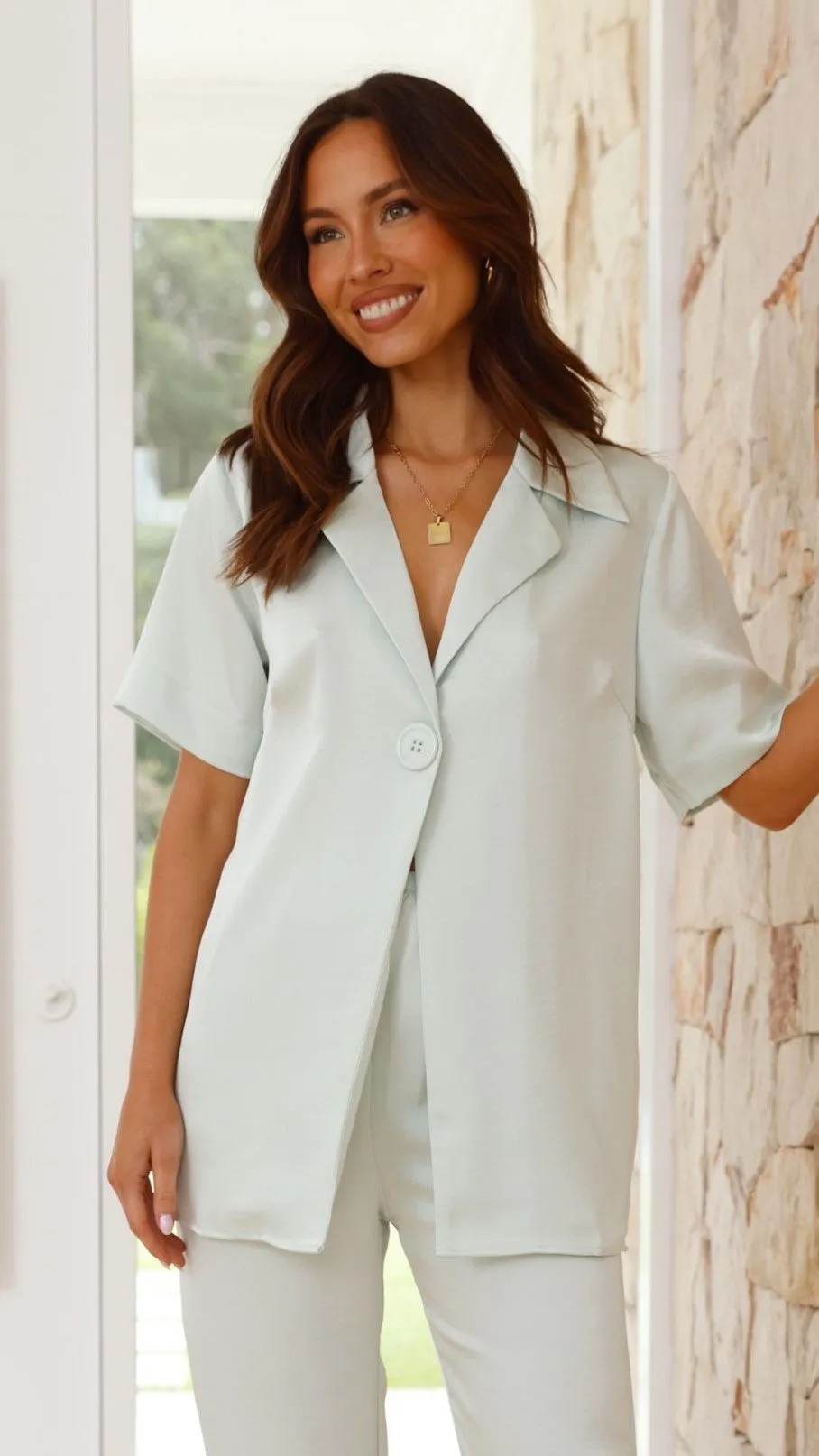 Imogen Button Shirt - Seafoam sold by Billy J