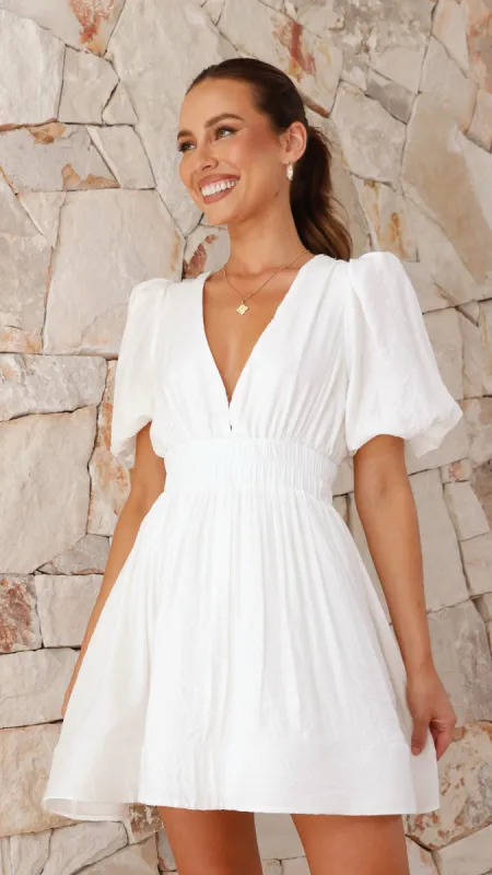 Erin Mini Dress - White sold by Billy J