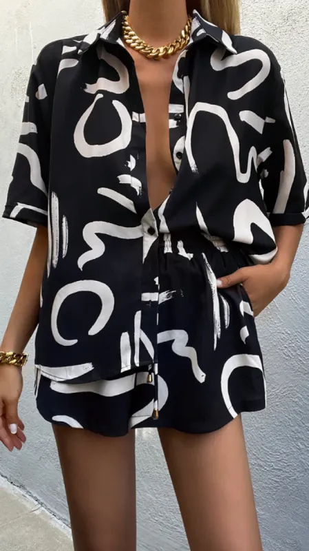 York Button Up Shirt - Black/Sand sold by Billy J