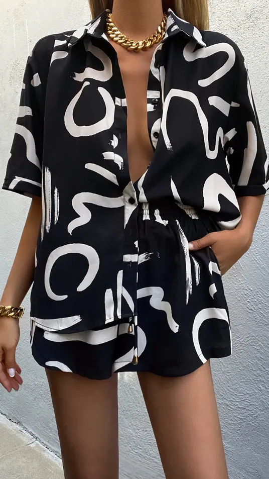 York Button Up Shirt - Black/Sand sold by Billy J