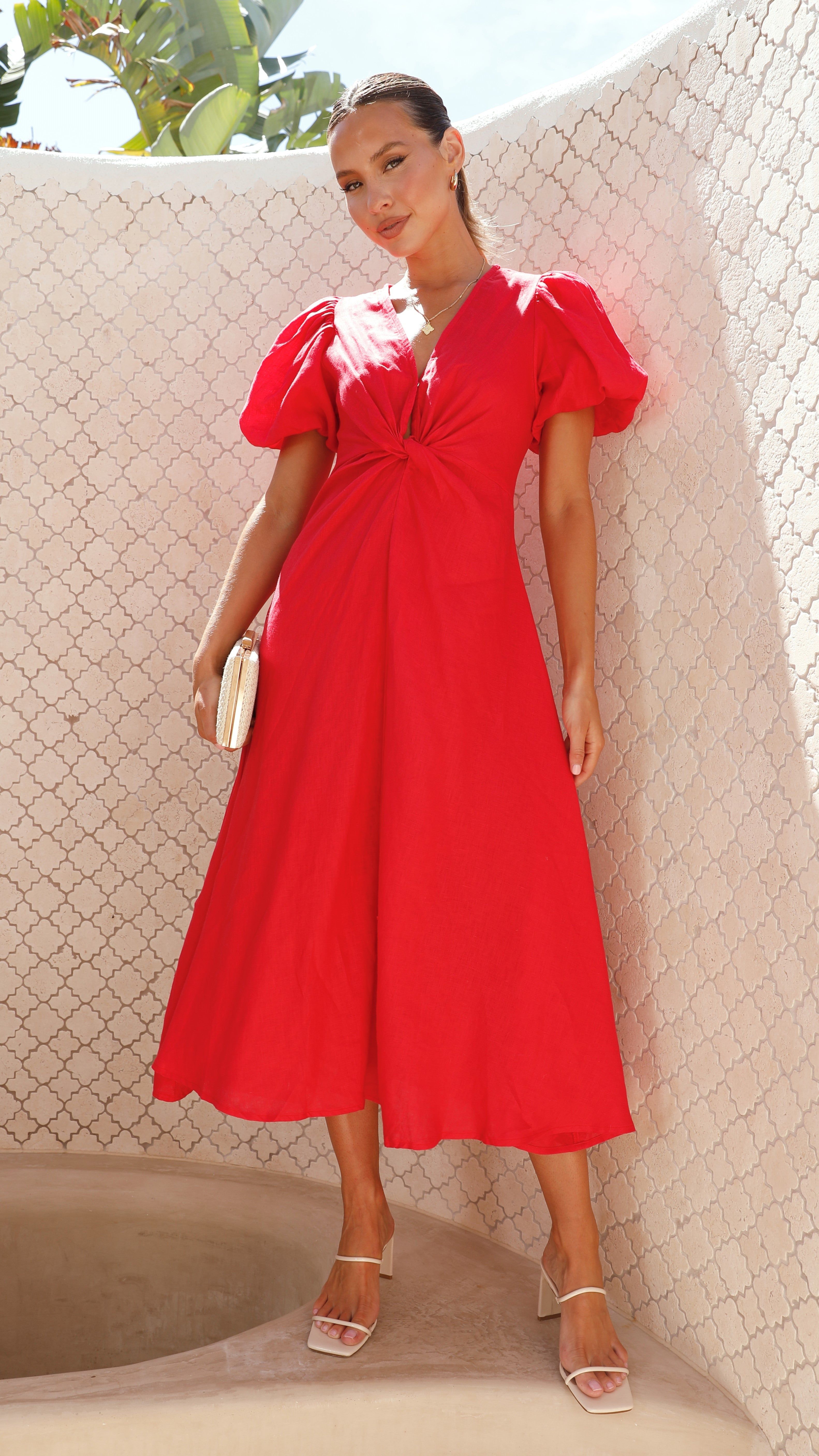 Blaire Midi Dress - Red sold by Billy J