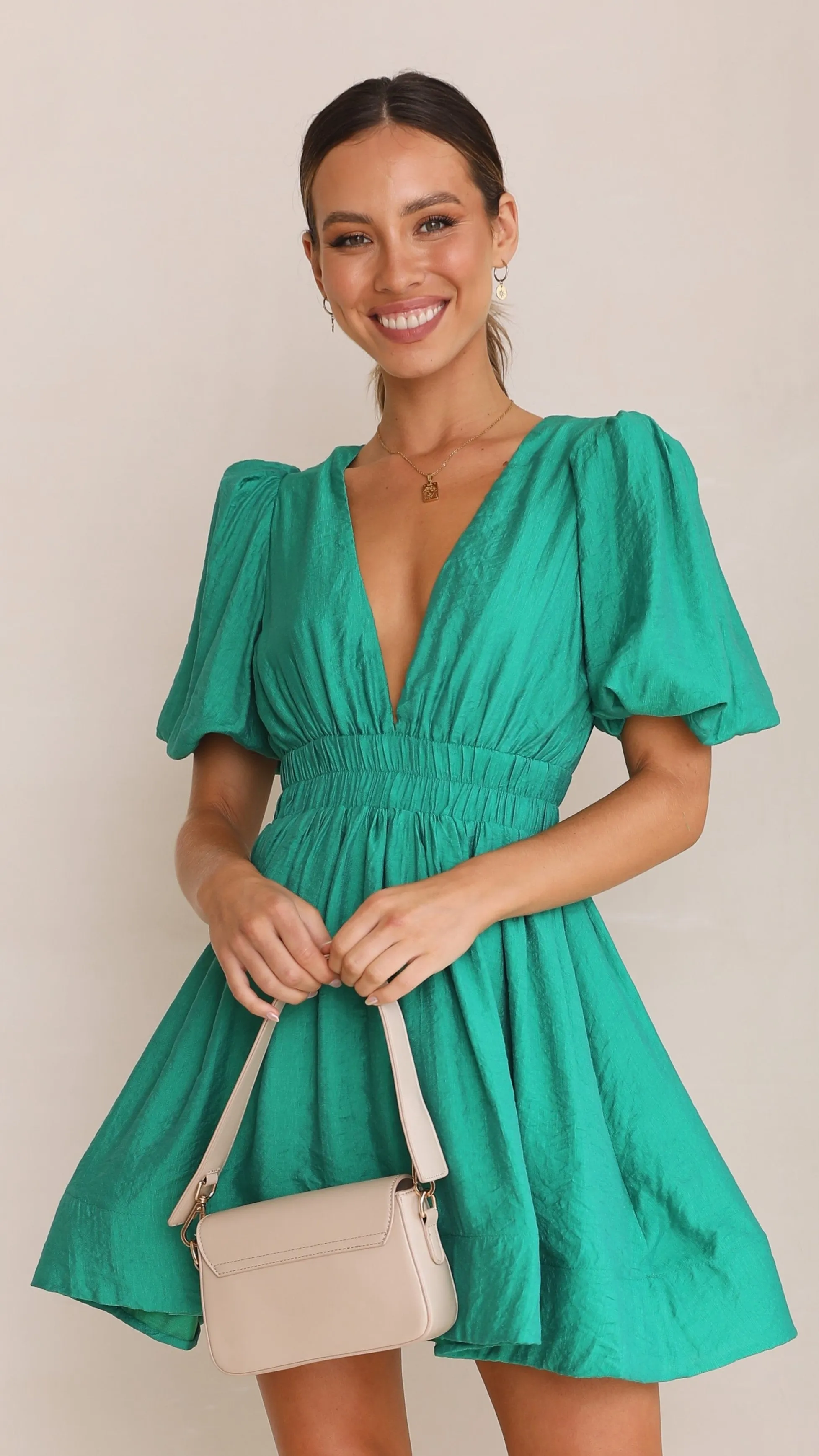 Erin Mini Dress - Emerald sold by Billy J