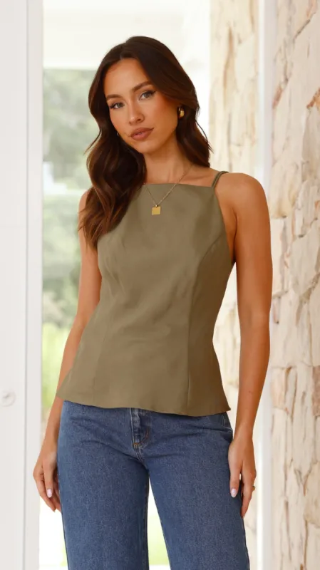 Sunset Cross Top - Olive sold by Billy J
