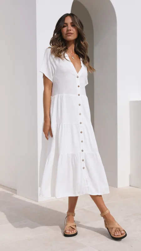 Kimberly Midi Dress - White sold by Billy J