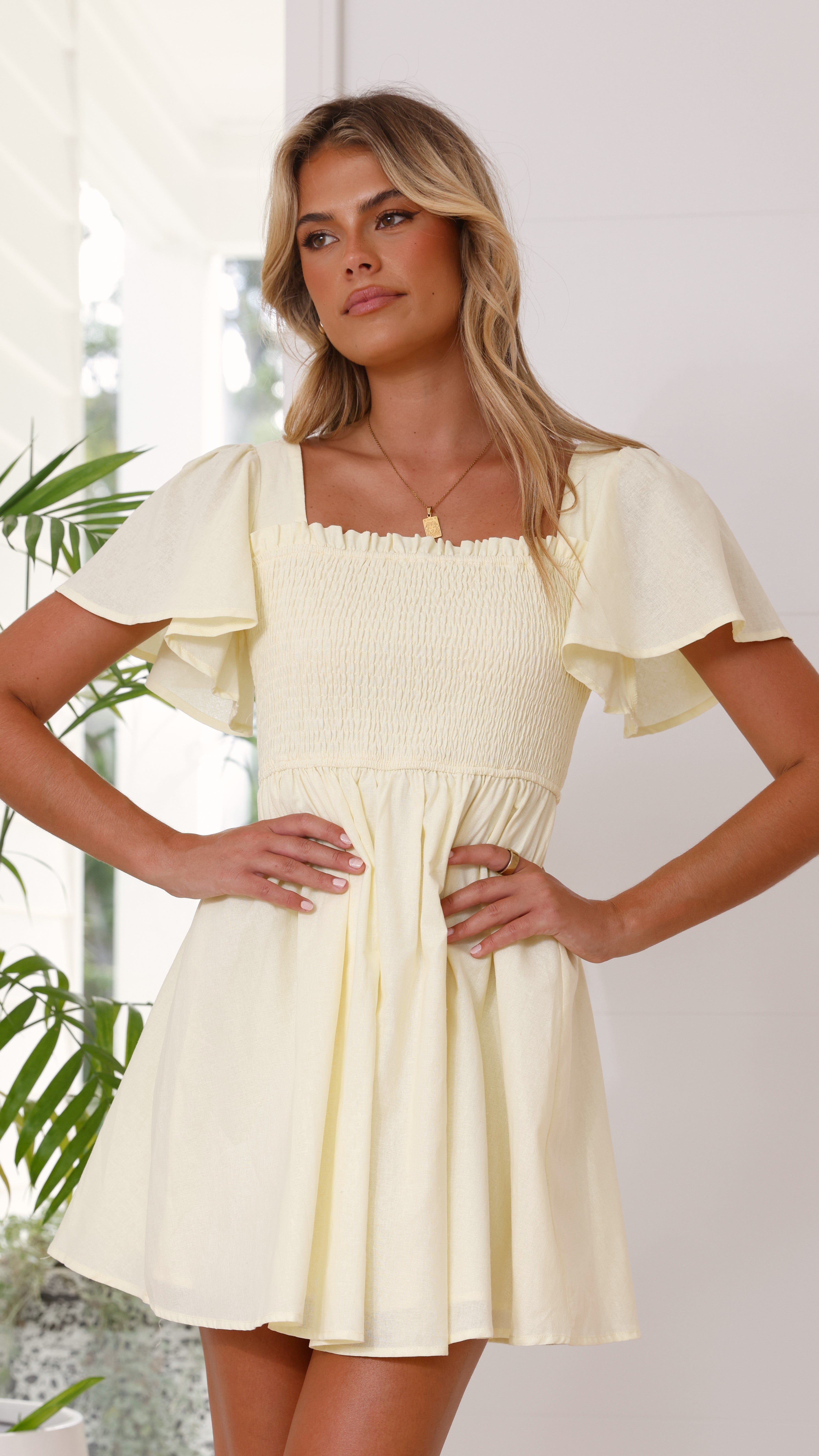 Molly Mini Dress - Baby Yellow sold by Billy J