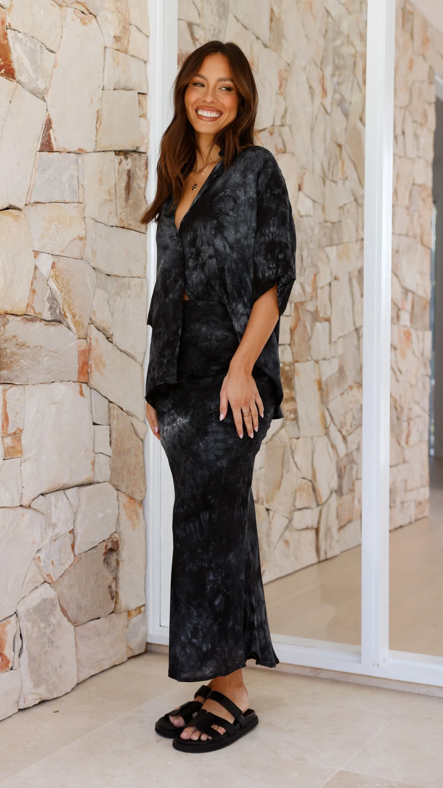 Yolanda Shirt and Maxi Skirt Set - Grey Tie Dye sold by Billy J product image thumbnail 5