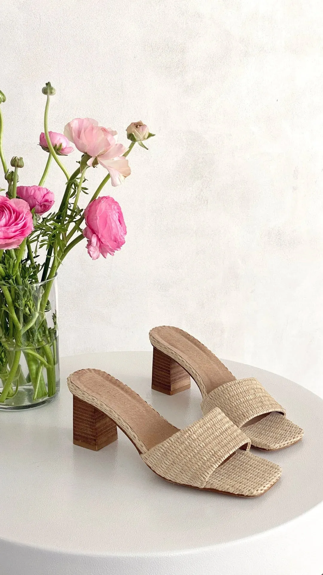 Ukko Heel - Camel Raffia sold by Billy J