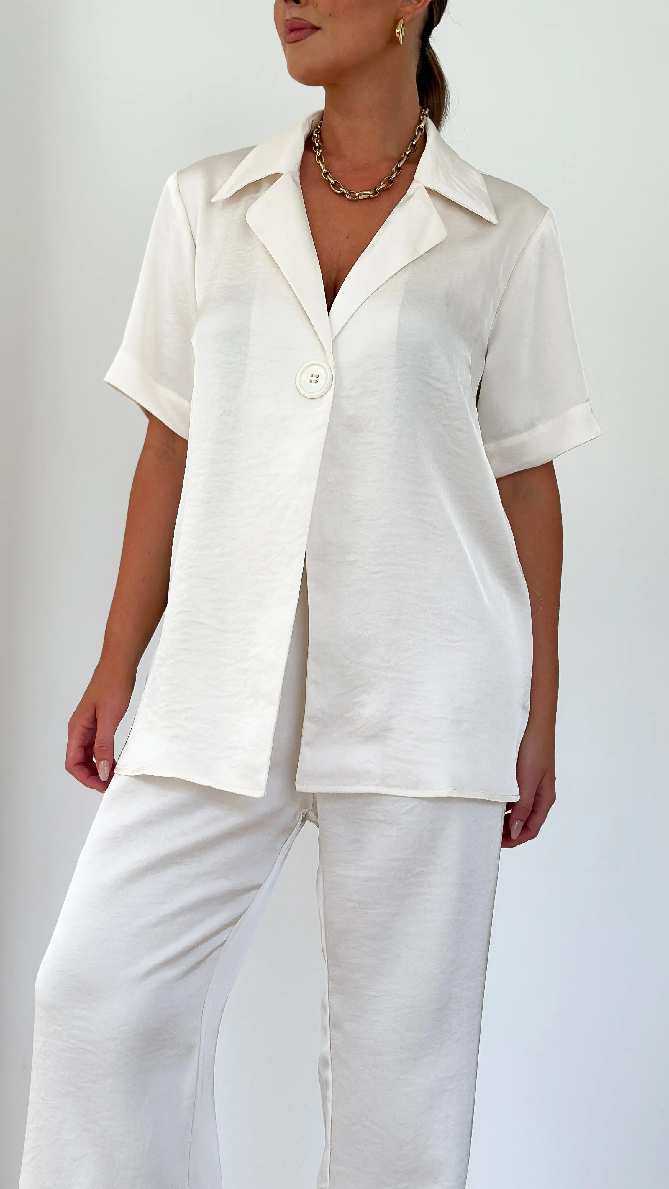 Imogen Button Shirt - Cream sold by Billy J product image thumbnail 5