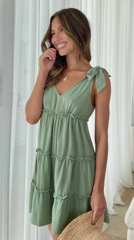 Odessia Mini Dress - Sage sold by Billy J