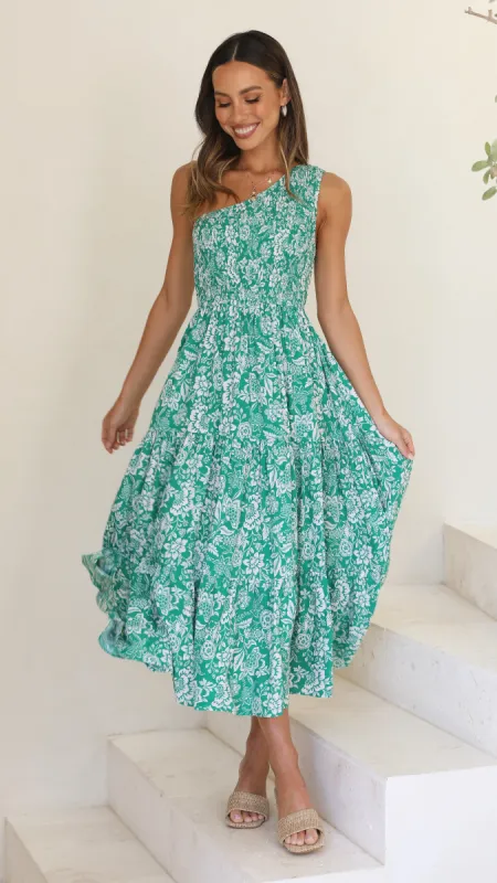 Cassy Midi Dress - Green Floral sold by Billy J