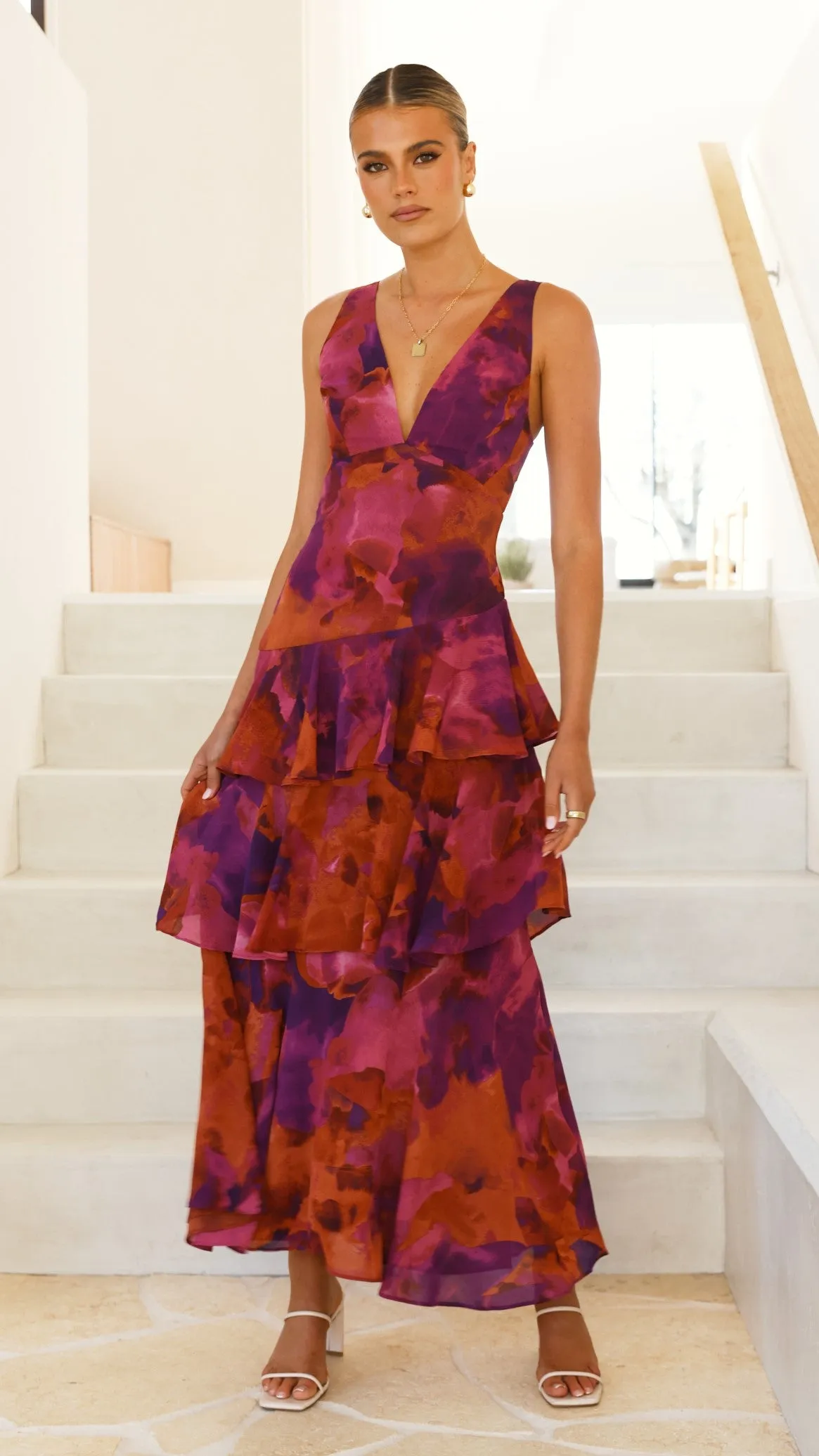 Sachiko Maxi Dress - Purple Print sold by Billy J