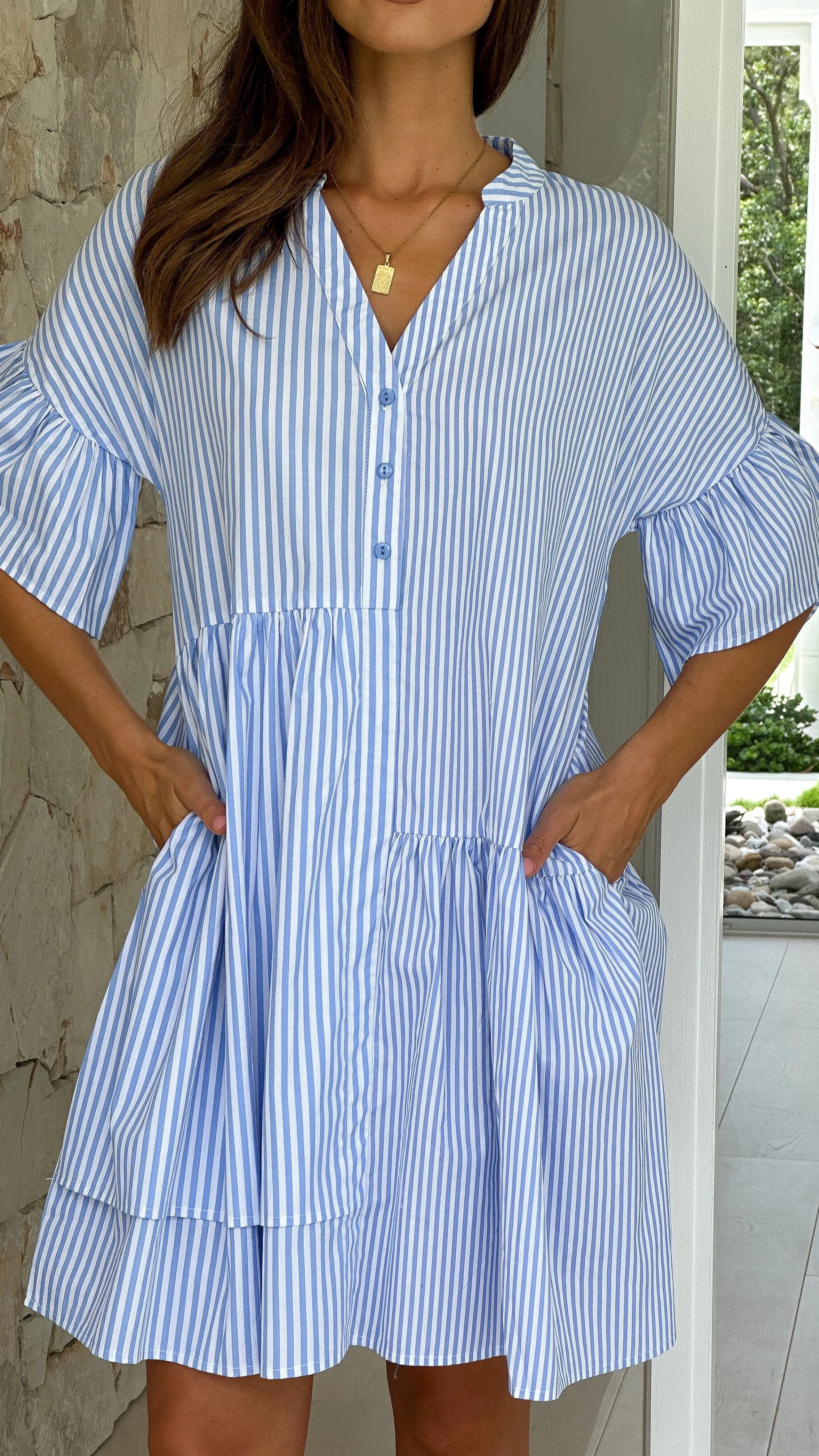 Nerissa Mini Dress - Blue/White sold by Billy J product image thumbnail 4