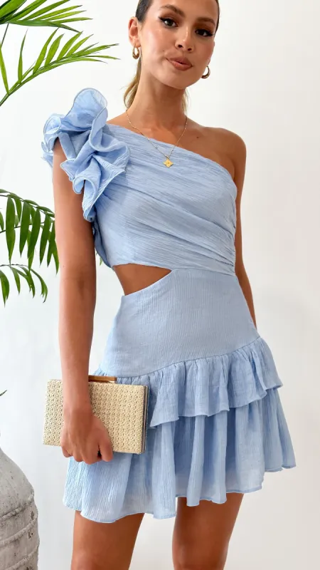 Addo Ruffle Mini Dress - Light Blue sold by Billy J