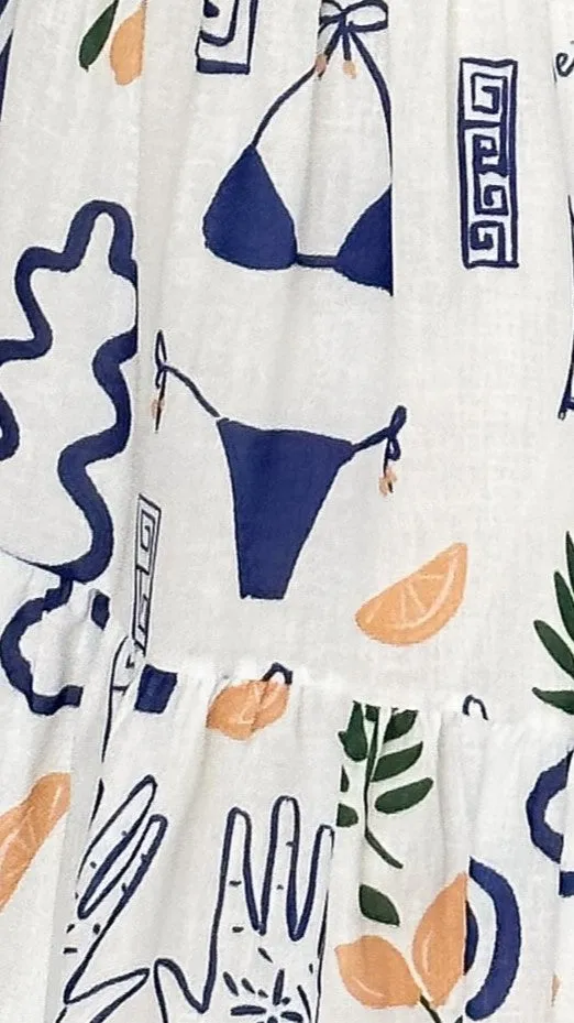 Odie Maxi Dress - White / Blue Print sold by Billy J product image thumbnail 4