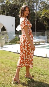 Basanti Midi Dress - Tan Print sold by Billy J