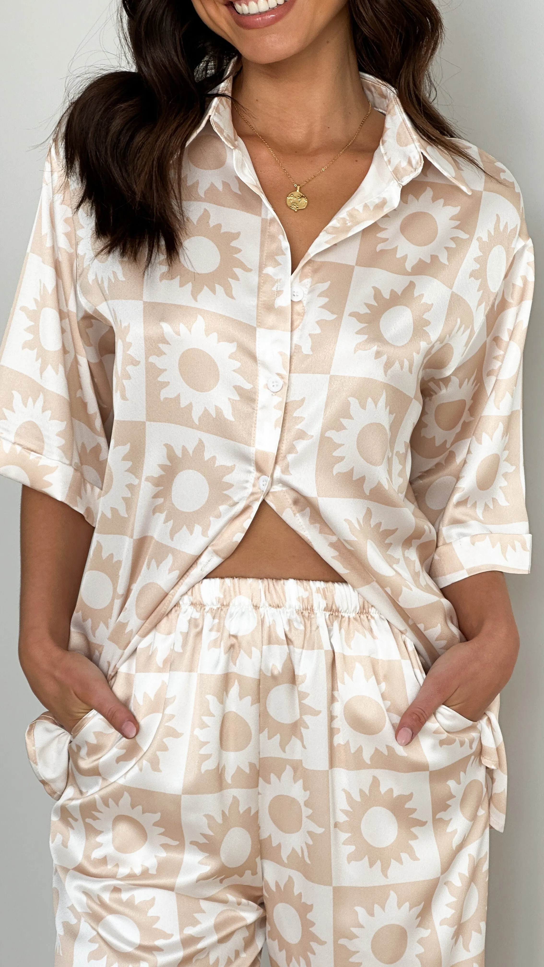 Macario Button Up Shirt and Pants Set - Beige / White Sun sold by Billy J product image thumbnail 5