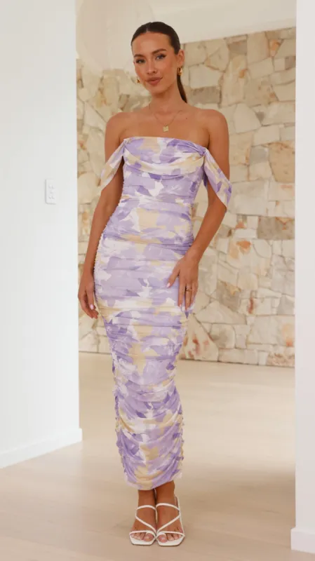 Kylie Maxi Dress - Lilac/Yellow Floral sold by Billy J