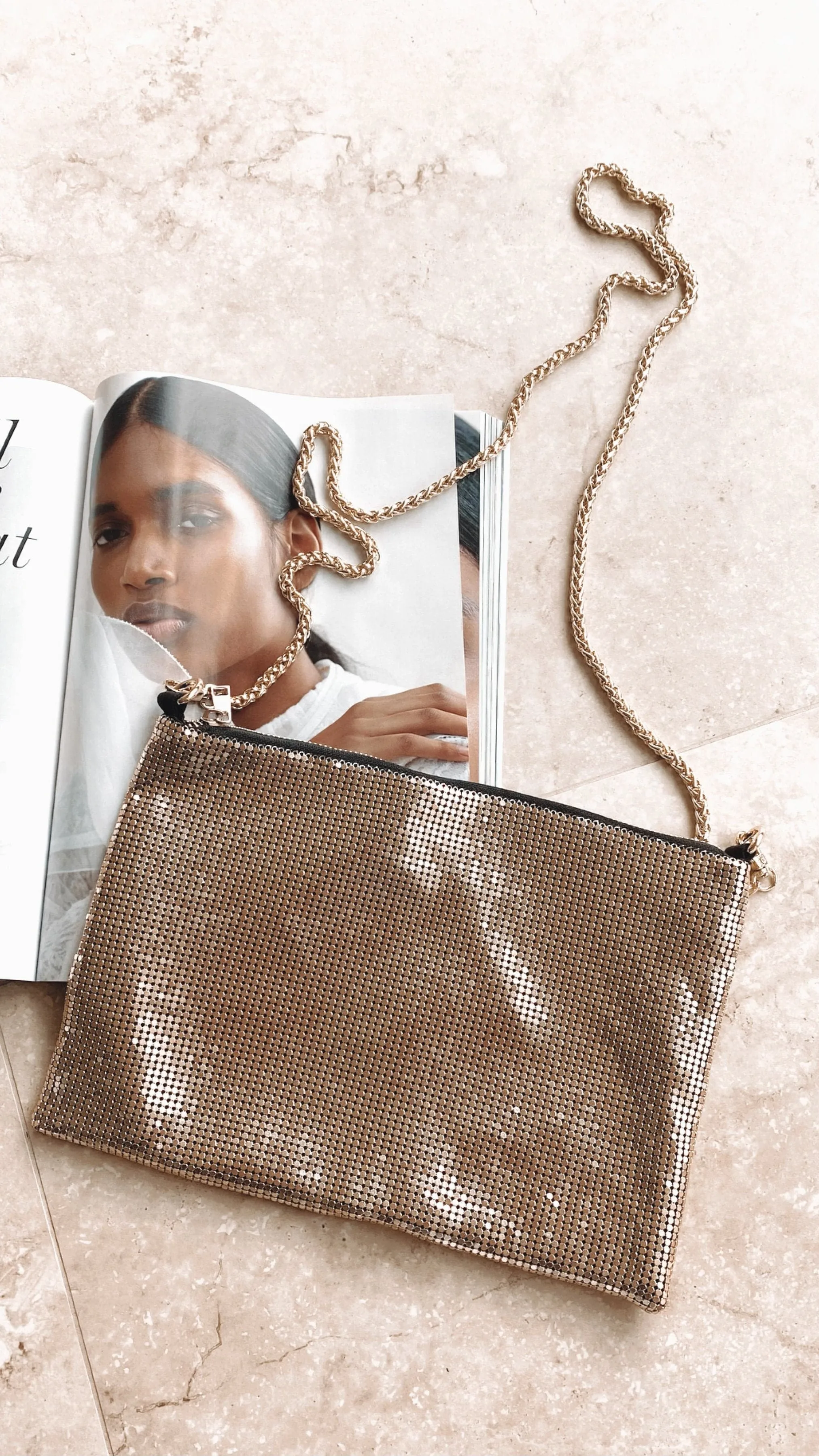 Chain Mesh Bag - Gold sold by Billy J