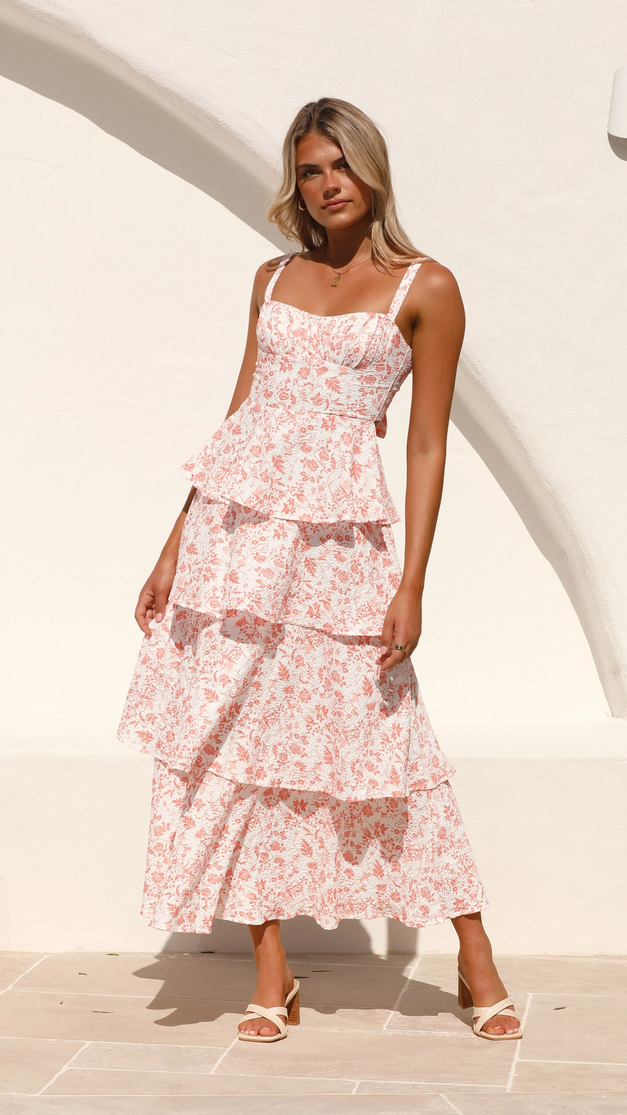 Page Maxi Dress - Peach Floral sold by Billy J