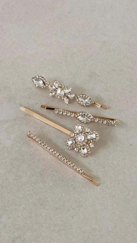 Adalyn Hair Clip Set - Pearl/Gold sold by Billy J