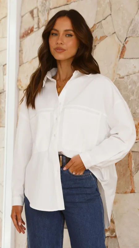 Haina Long Sleeve Button Up Shirt - White sold by Billy J