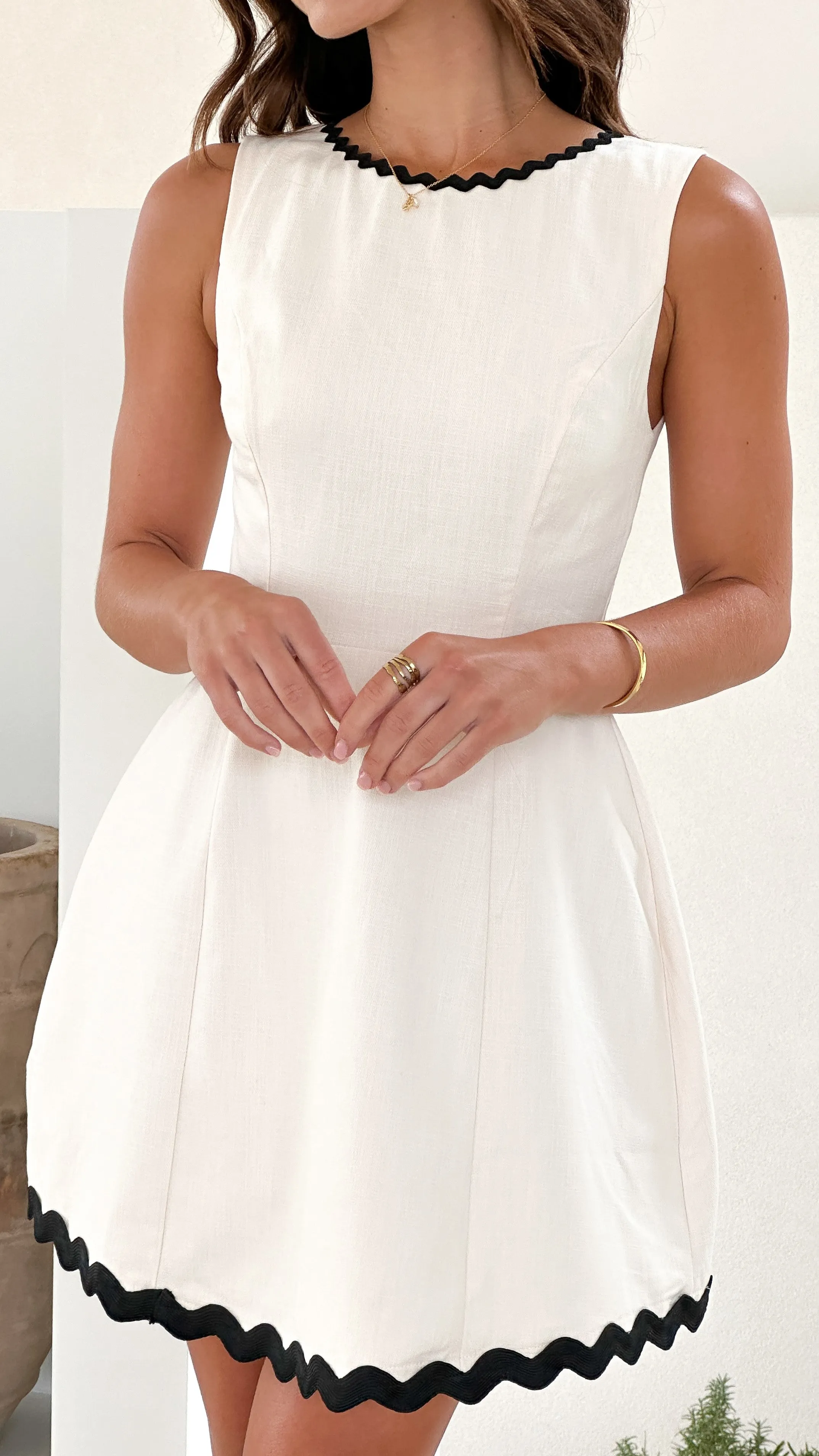 Aceline Mini Dress - Oat/Black sold by Billy J product image thumbnail 3