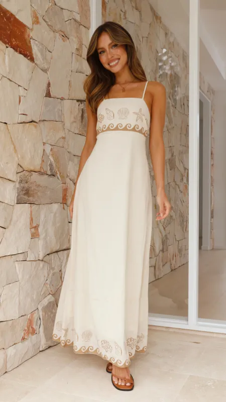 Jesse Maxi Dress - Beige / Tan Shell sold by Billy J