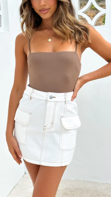 Darcy Mini Skirt - White Denim sold by Billy J