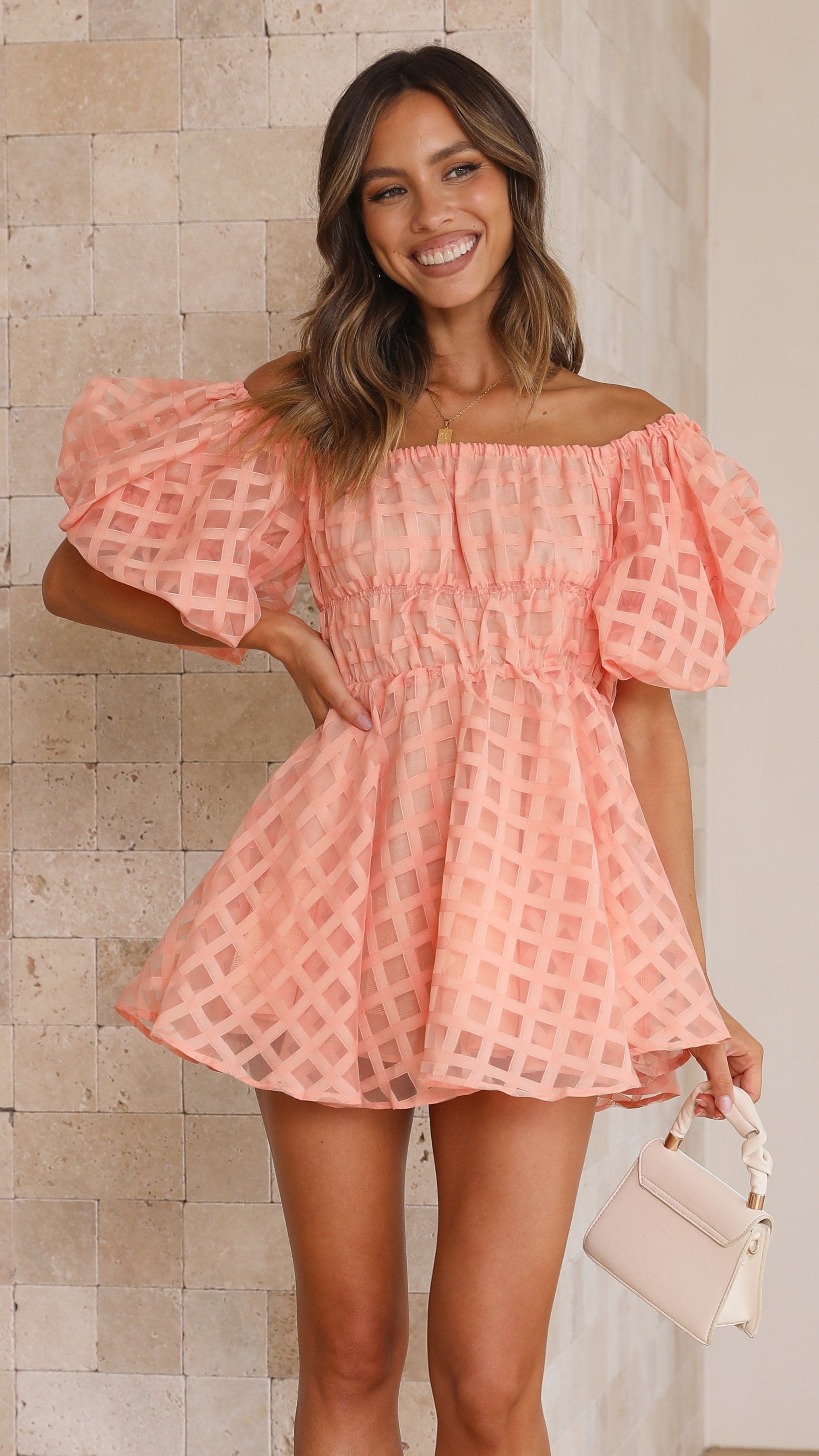 Malery Mini Dress - Peach sold by Billy J product image thumbnail 5