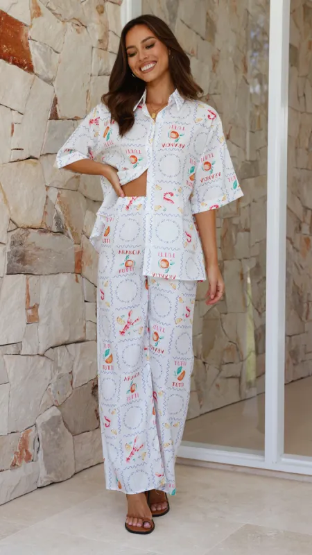 Kourt Button Up Shirt and Pants Set - White Lemons sold by Billy J