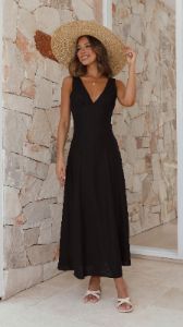 Maxine Midi Dress - Black sold by Billy J