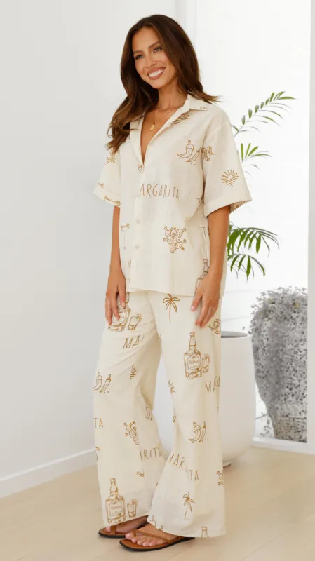 Bailie Shirt and Pants Set - Beige / Tan Margarita sold by Billy J