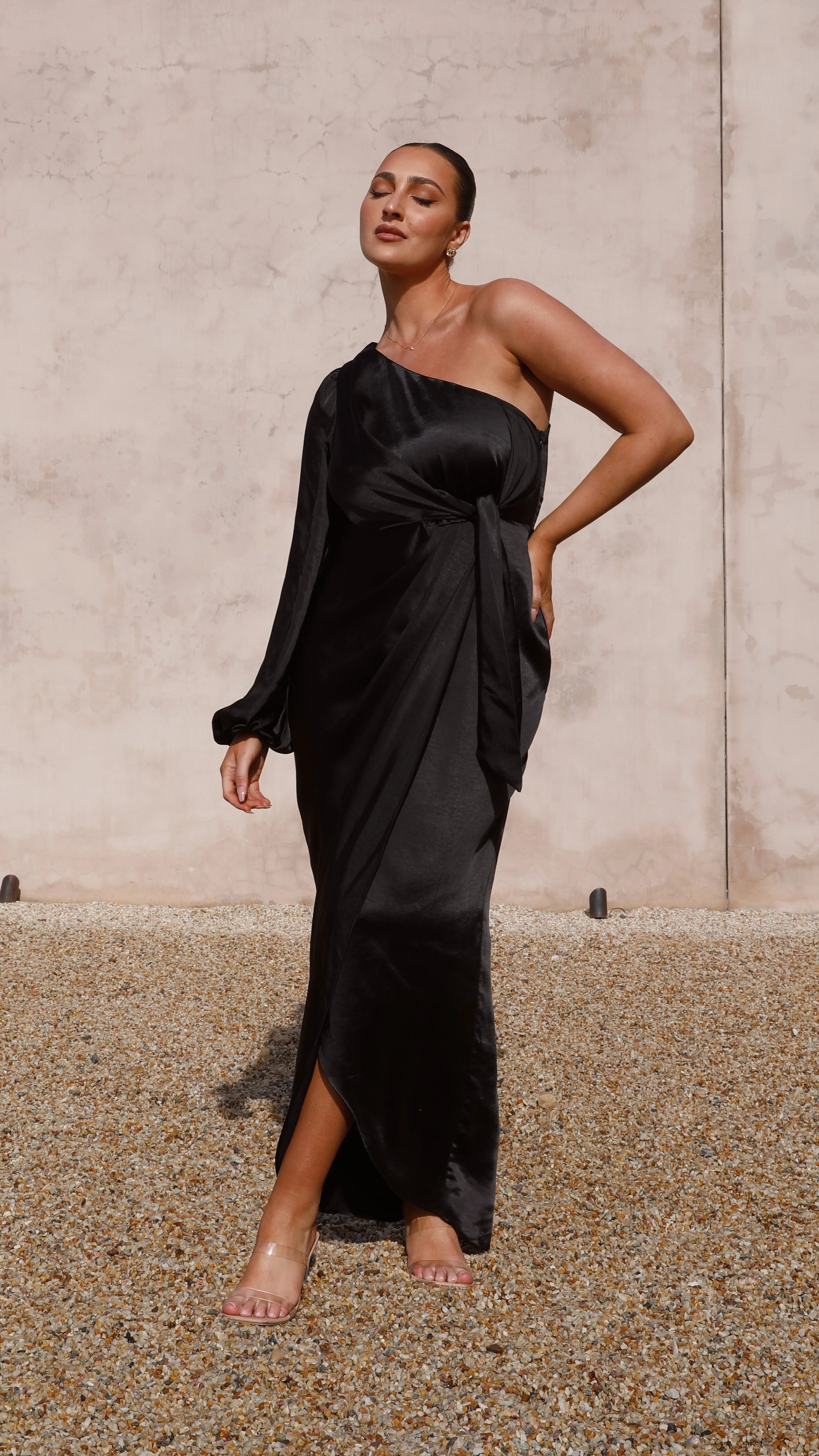 Heidi One Shoulder Maxi Dress - Black sold by Billy J product image thumbnail 2