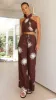 Alara Pant - Choc/Creme Sun Print sold by Billy J