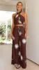 Alara Pant - Choc/Creme Sun Print sold by Billy J