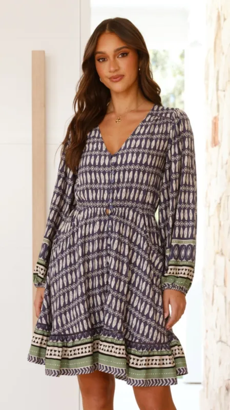 Lizzie Long Sleeve Dress - Lorena Print made by Jaase