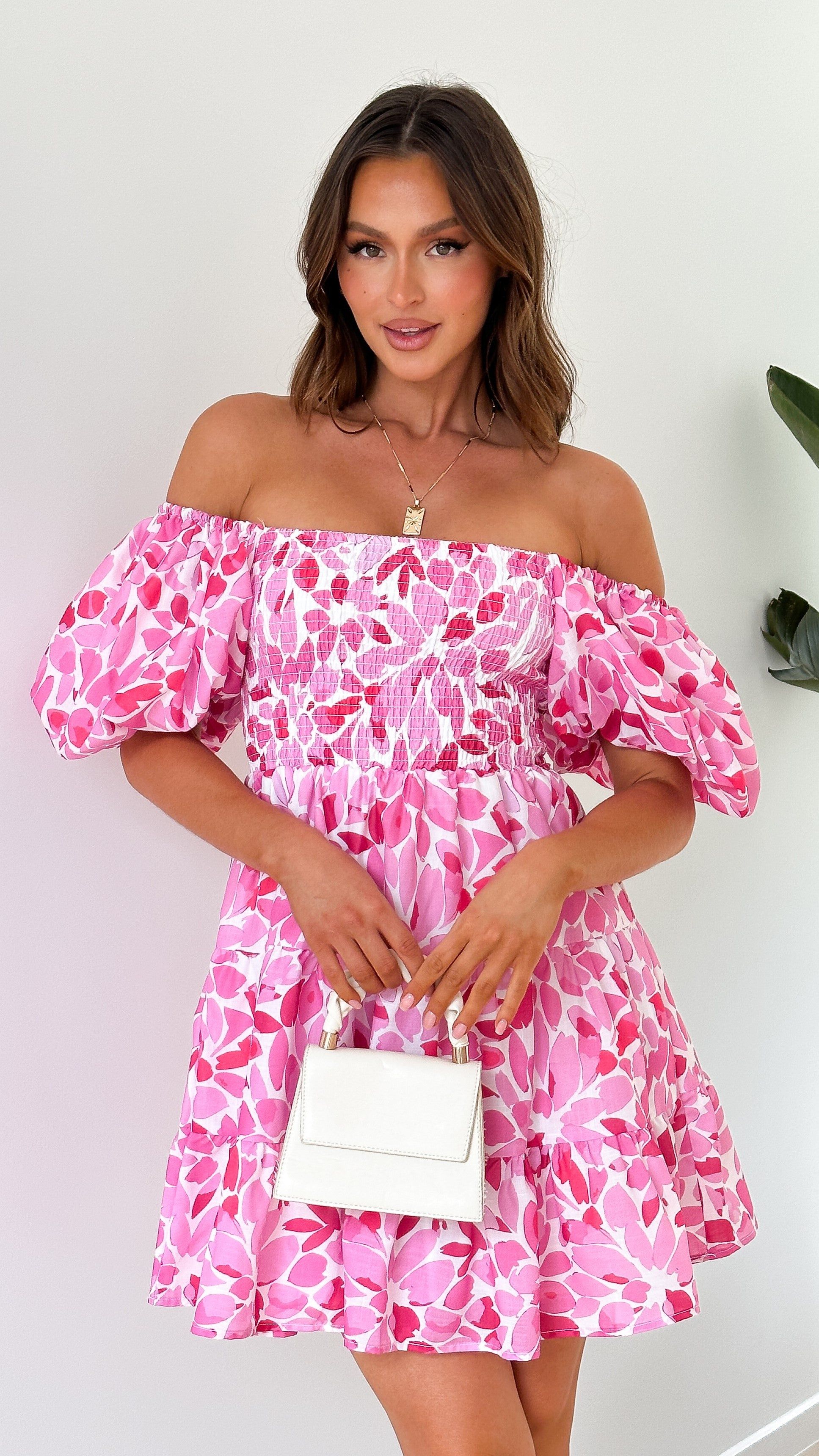 Teagan Mini Dress - Pink Floral sold by Billy J