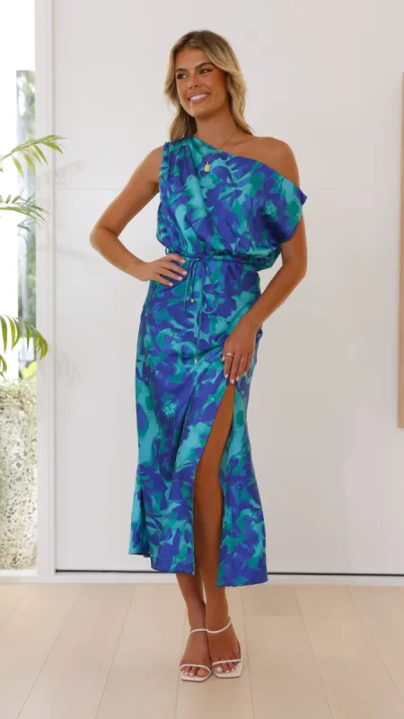 Zabby Maxi Dress - Green / Blue Print sold by Billy J